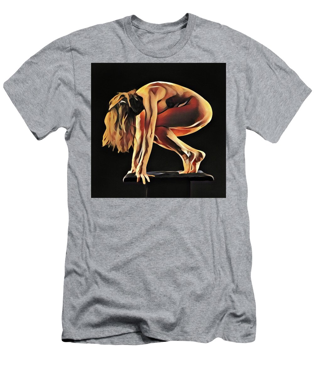 Watercolor T-Shirt featuring the digital art 7188s-AMG Nude Watercolor of Sensual Mature Woman by Chris Maher