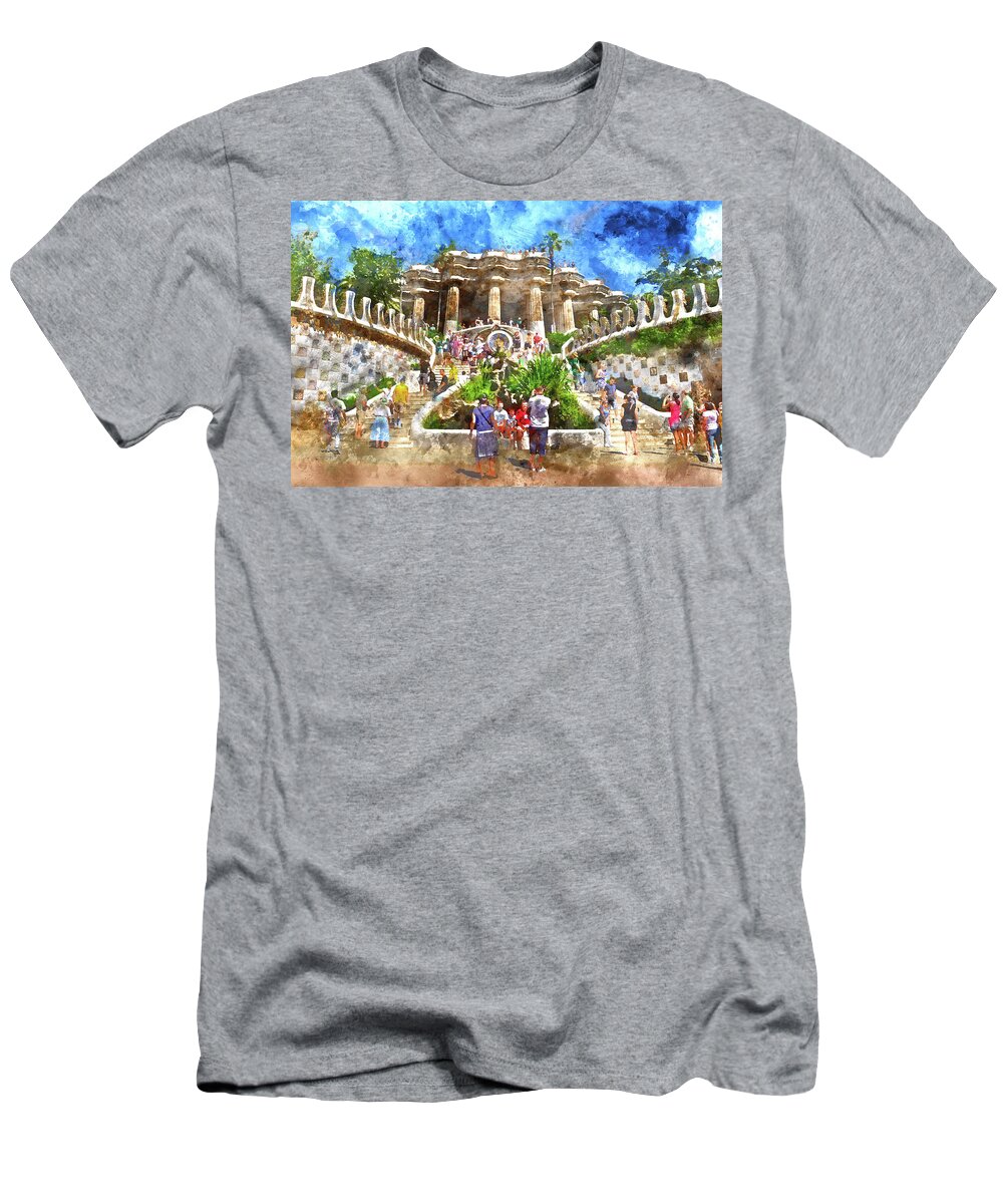  Guell T-Shirt featuring the photograph Parc Guell in Barcelona Spain #9 by Brandon Bourdages