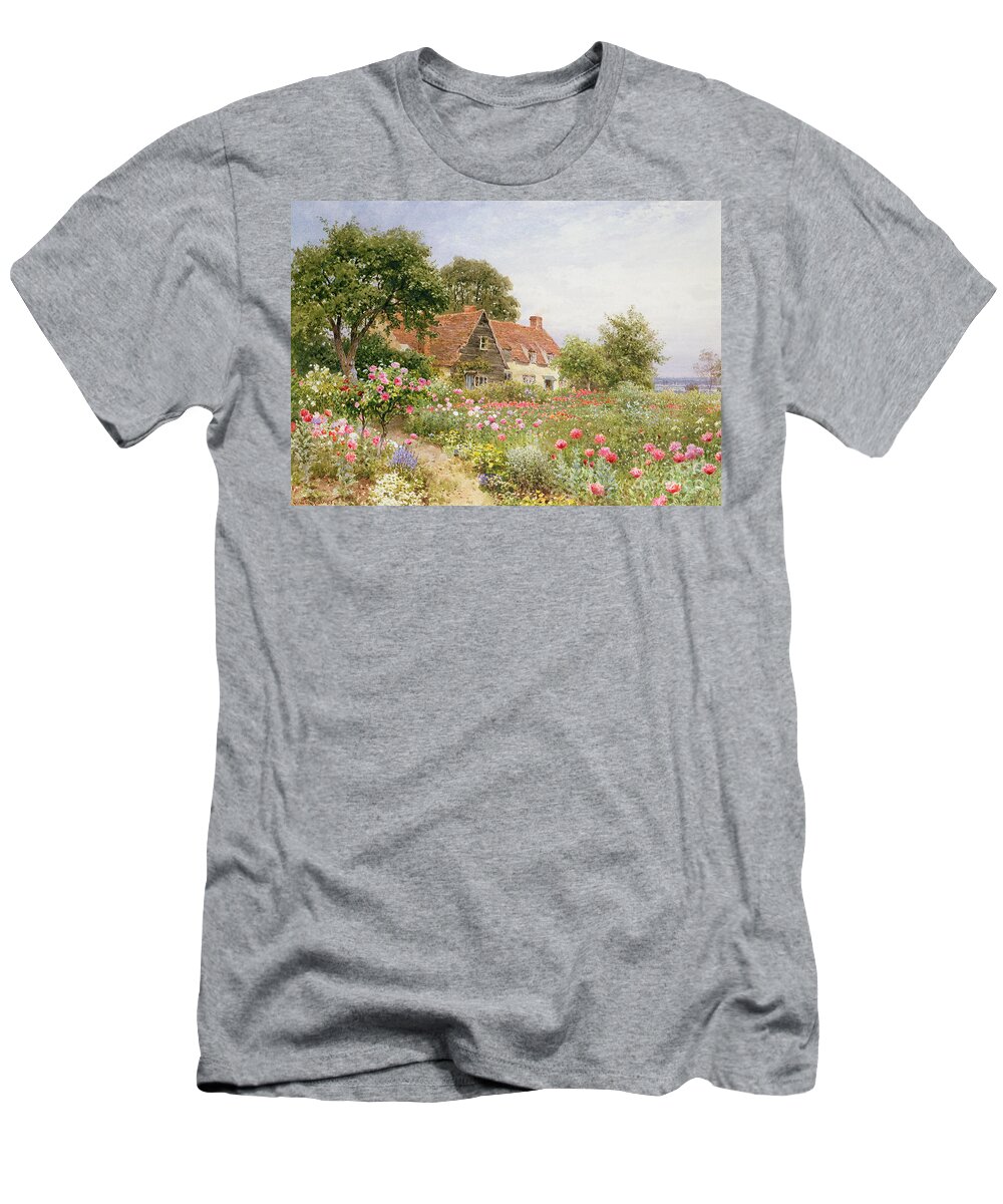 The Cottar's Pride T-Shirt featuring the painting A Cottage Garden by Henry Sutton Palmer
