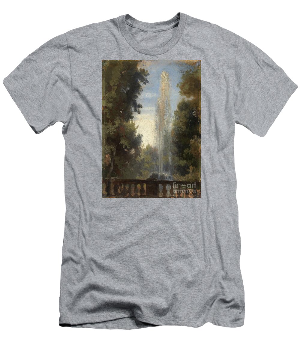 Oswald Achenbach T-Shirt featuring the painting A Fountain In Frascati by MotionAge Designs