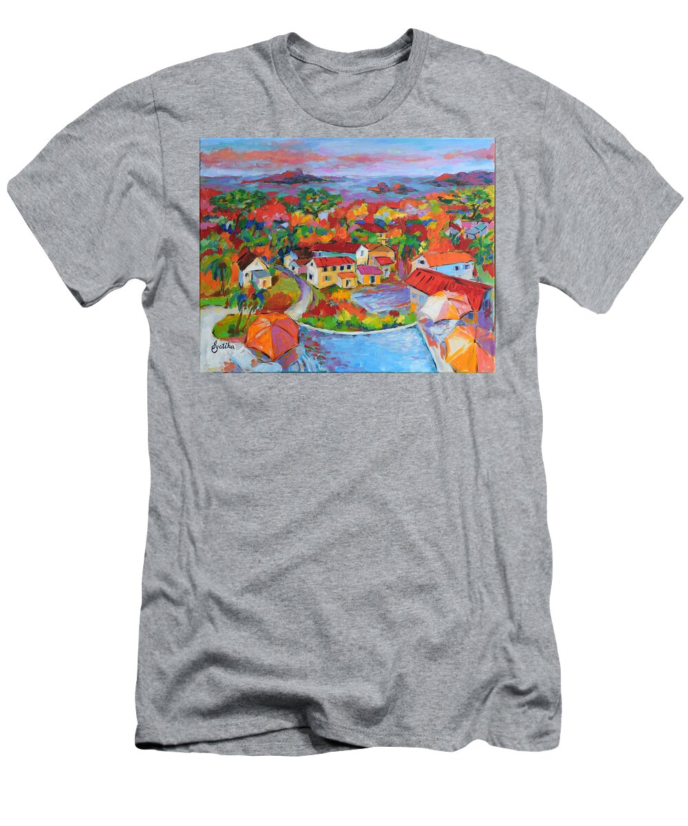 Landscape T-Shirt featuring the painting A Glimpse of Paradis by Jyotika Shroff