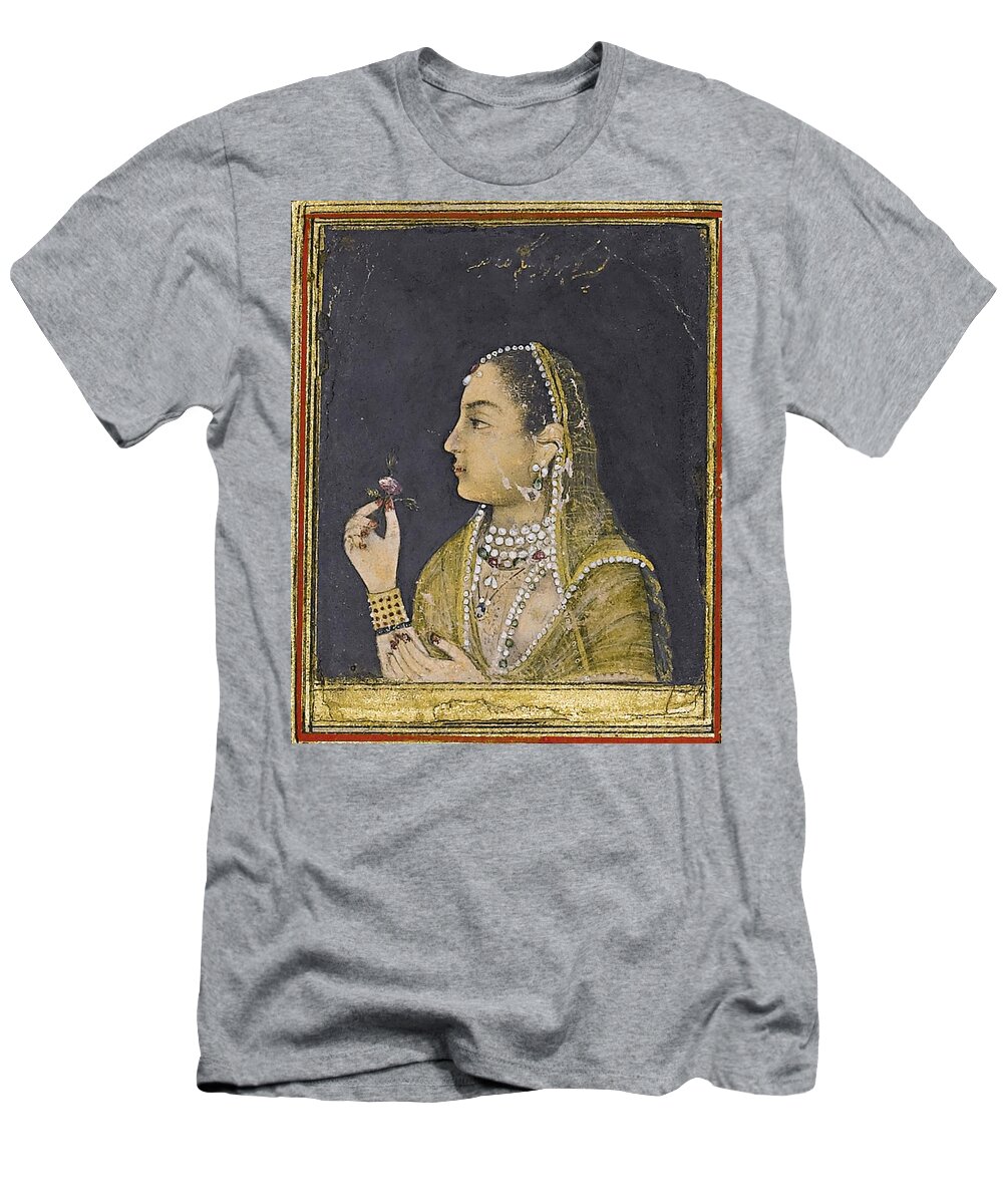 A Portrait Of Jahanara Begum T-Shirt featuring the painting A portrait of Jahanara Begum by MotionAge Designs
