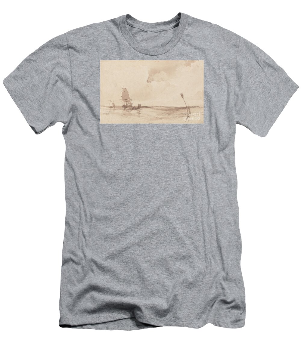 Richard Parkes Bonington - A Seascape T-Shirt featuring the painting A Seascape by MotionAge Designs