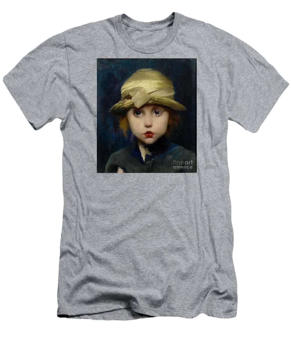 Marianne Stokes - A Tearful Child. Little Girl T-Shirt featuring the painting A Tearful Child by MotionAge Designs