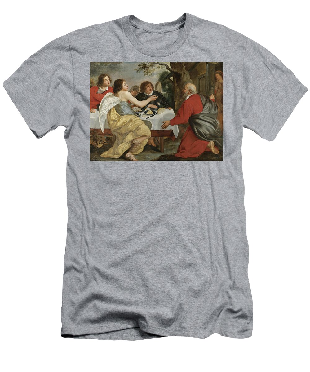 Flemish School T-Shirt featuring the painting Abraham and the Angels by Flemish School