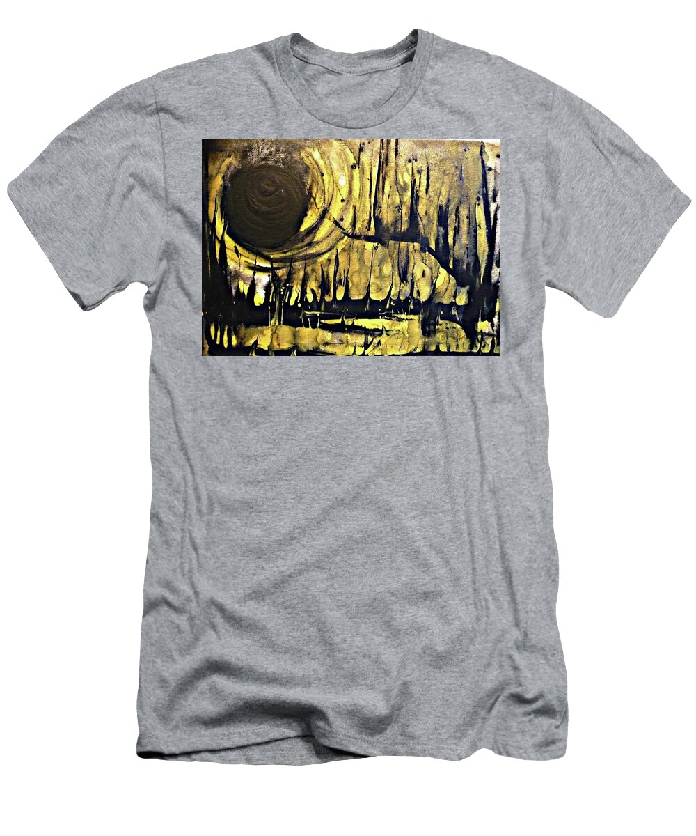 Gold T-Shirt featuring the painting Abstract 8 by 'REA' Gallery