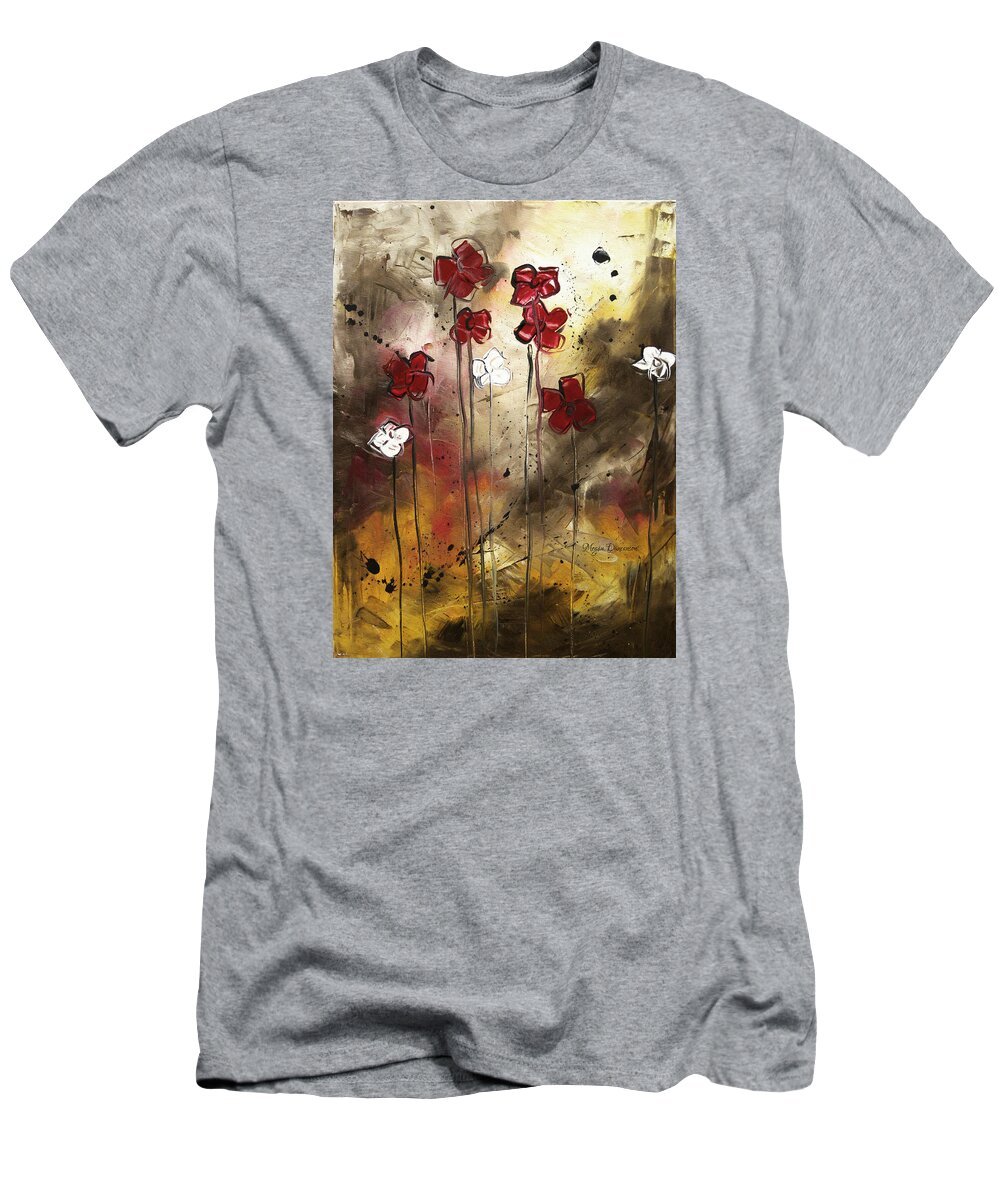 Abstract T-Shirt featuring the painting Abstract Art Original Flower Painting FLORAL ARRANGEMENT by MADART by Megan Duncanson