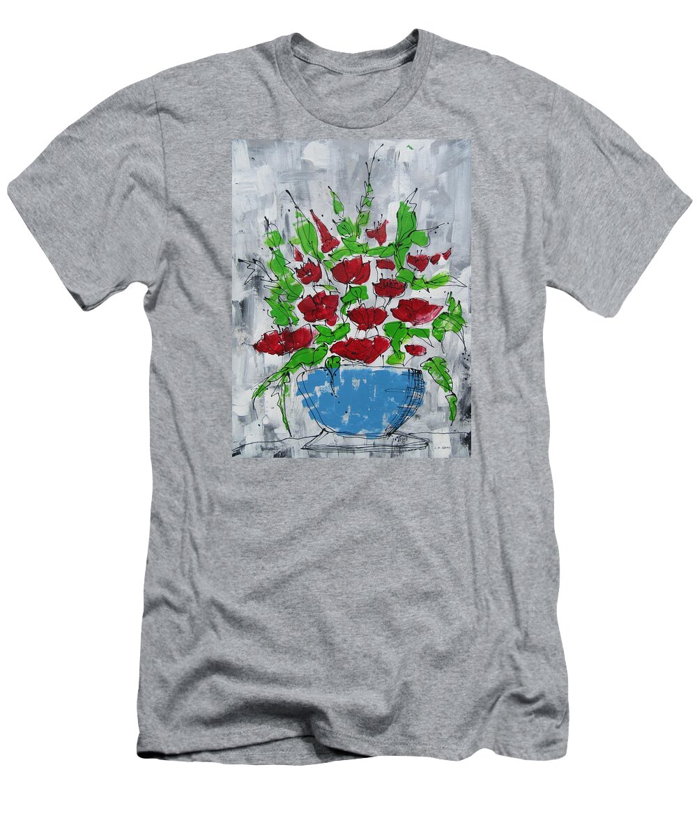 Abstract T-Shirt featuring the painting Abstract Bouquet by Louise Adams
