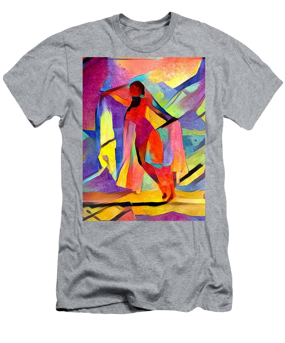 Red T-Shirt featuring the digital art Action girl by Bruce Rolff