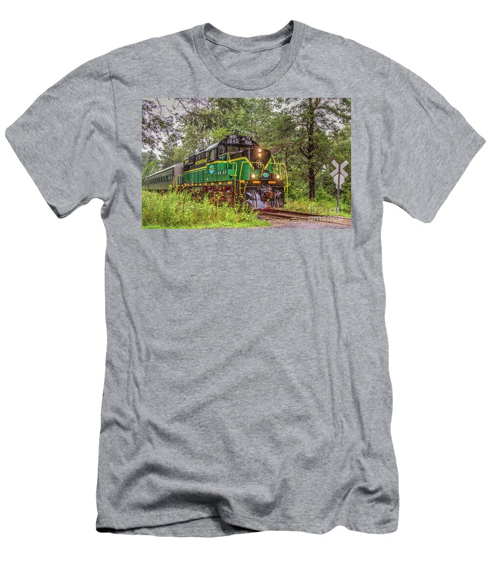 Railroad T-Shirt featuring the photograph Adirondack Scenic RR Engine 1845 by Rod Best