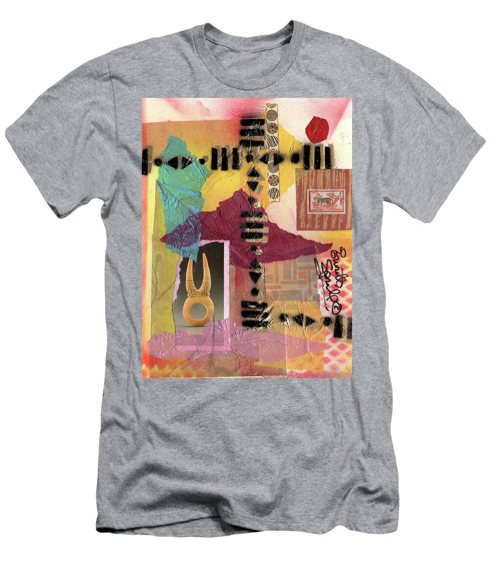 Everett Spruill T-Shirt featuring the painting Afro Collage - J by Everett Spruill