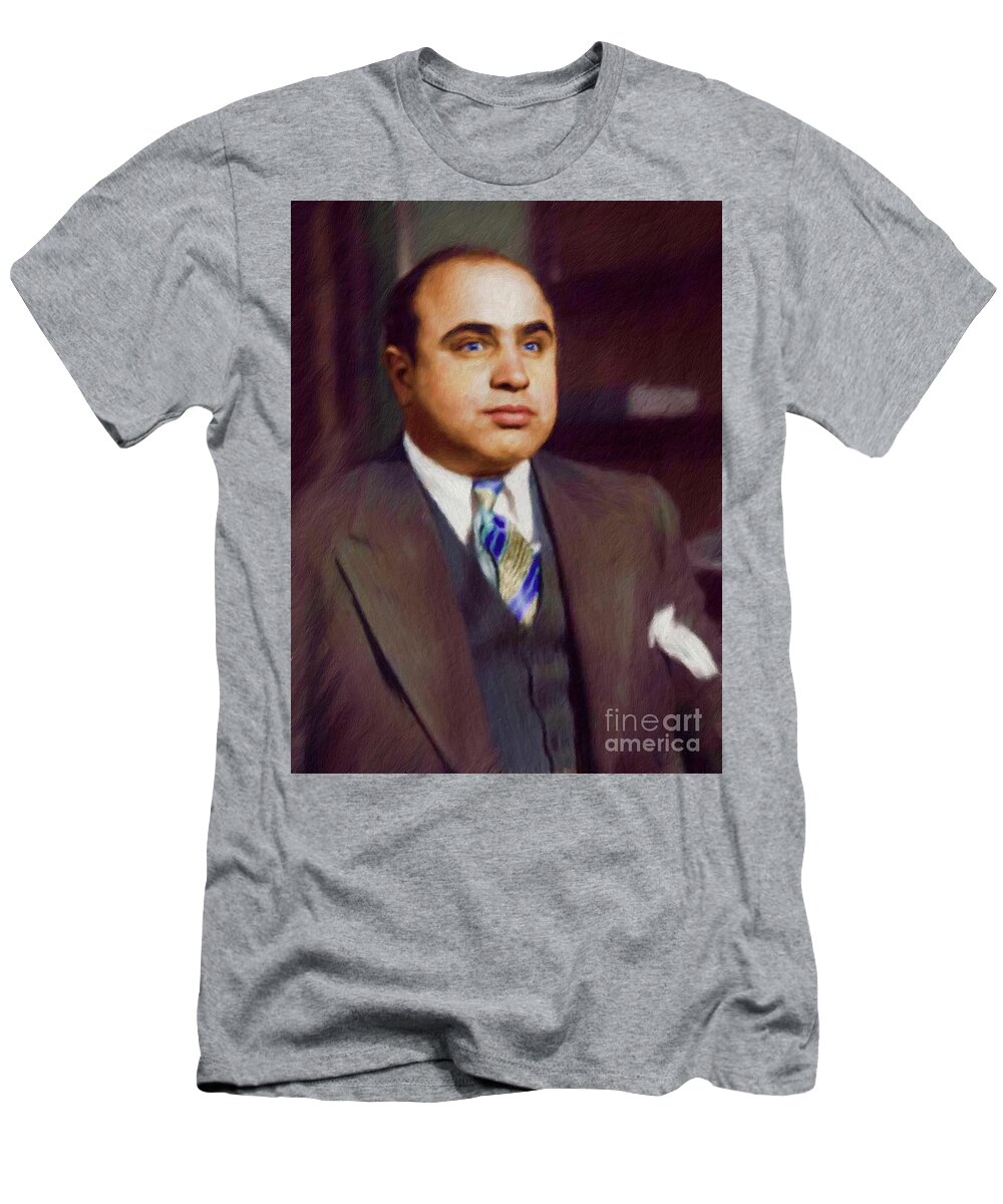 Al T-Shirt featuring the painting Al Capone, Infamous Gangster by Esoterica Art Agency