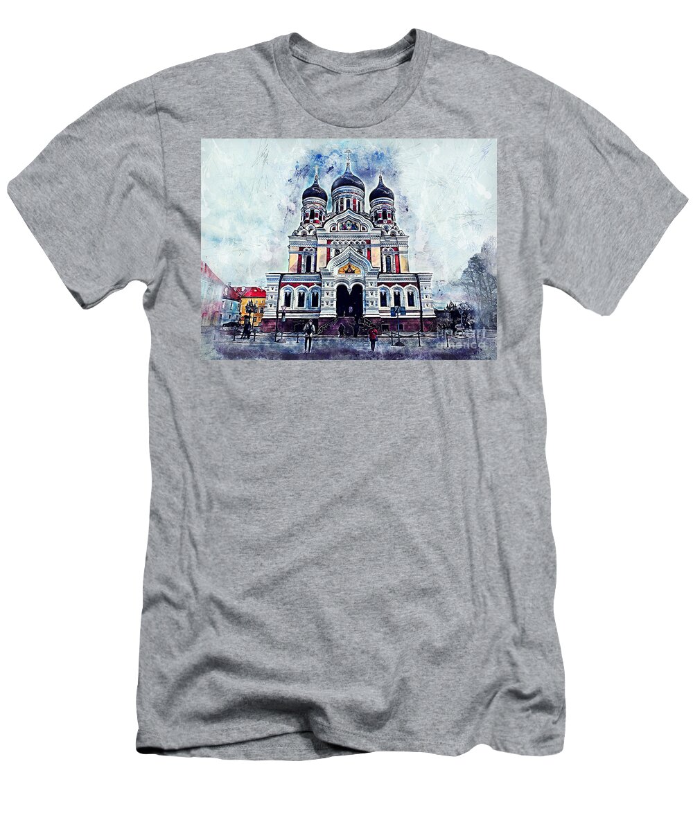 Alexander Nevsky Cathedral T-Shirt featuring the painting Alexander Nevsky Cathedral by Justyna Jaszke JBJart