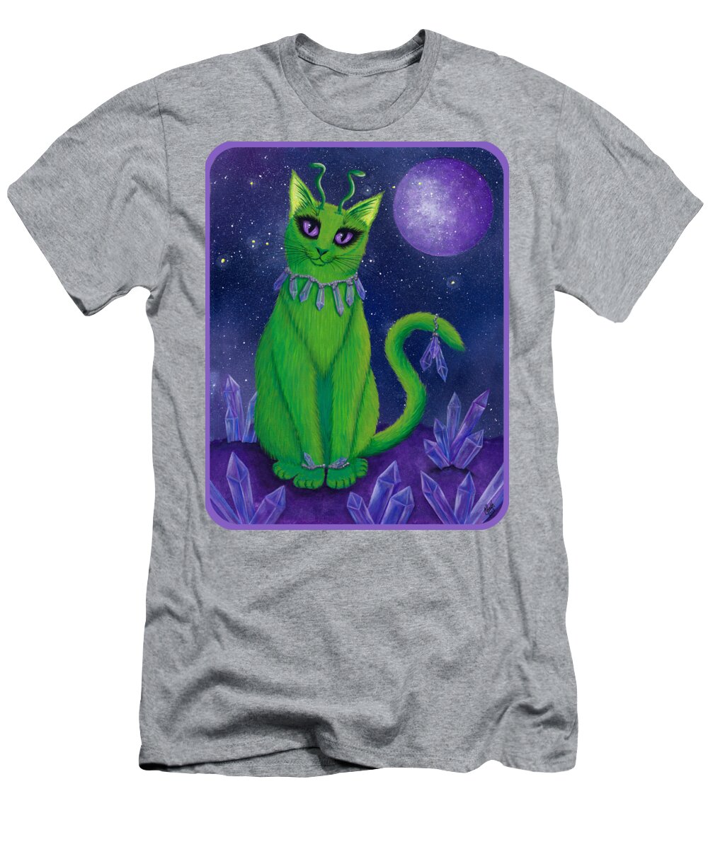 Alien Cat T-Shirt featuring the painting Alien Cat by Carrie Hawks