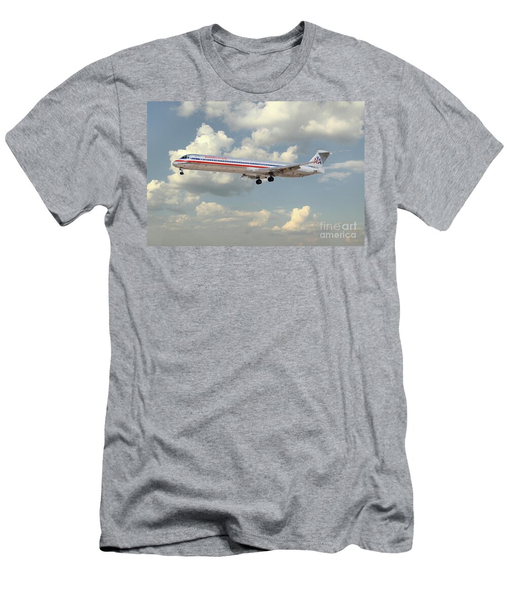Md80 T-Shirt featuring the digital art American Airlines MD-80 by Airpower Art
