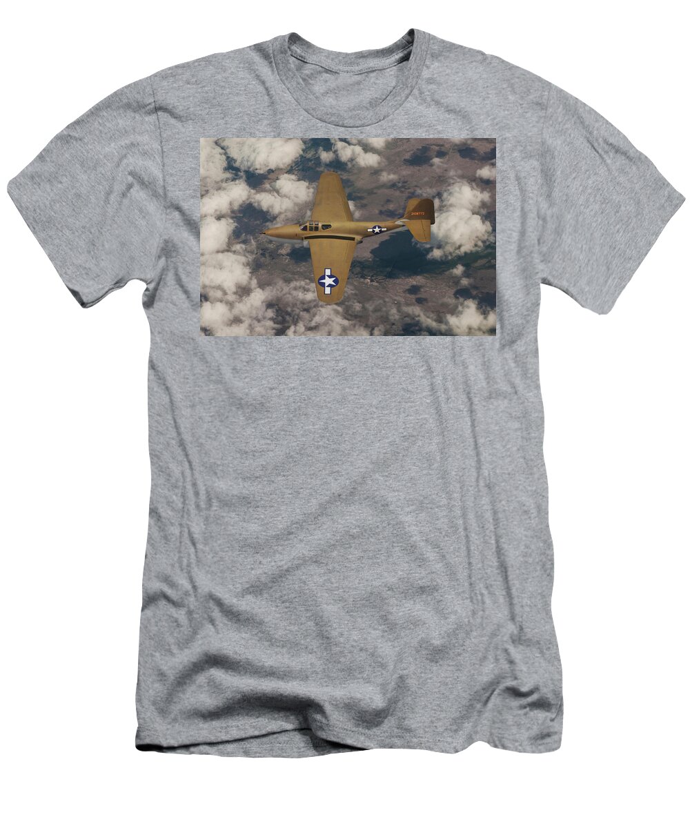 Bell Aircraft T-Shirt featuring the digital art America's First Jet Fighter by Erik Simonsen
