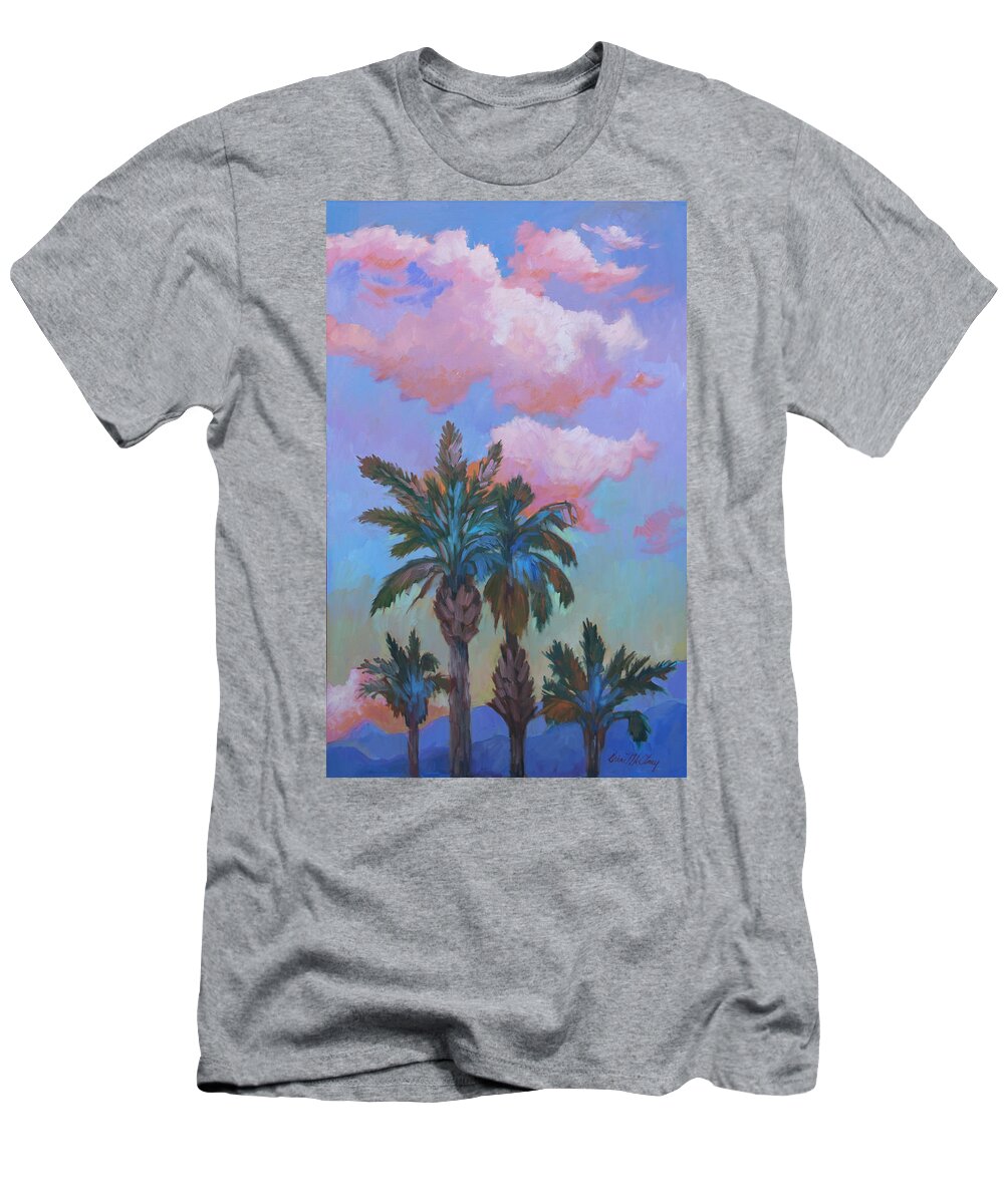 Desert T-Shirt featuring the painting Angel Clouds and Palms by Diane McClary