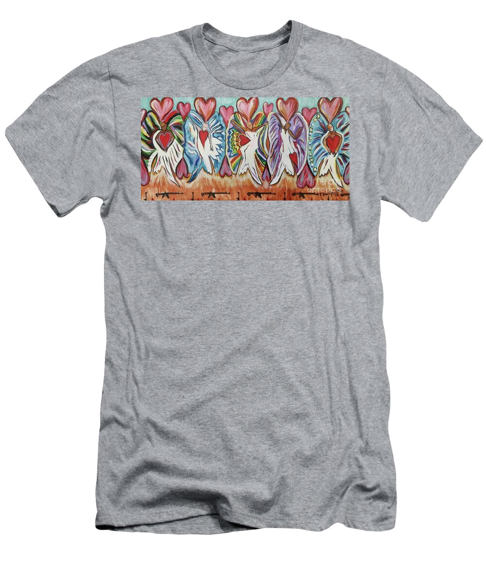Angels T-Shirt featuring the painting Another Moment of Silence by Catherine Gruetzke-Blais
