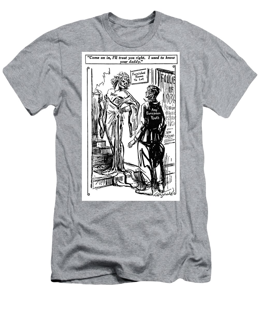1936 T-Shirt featuring the drawing Anti-war Cartoon, 1936 by Granger