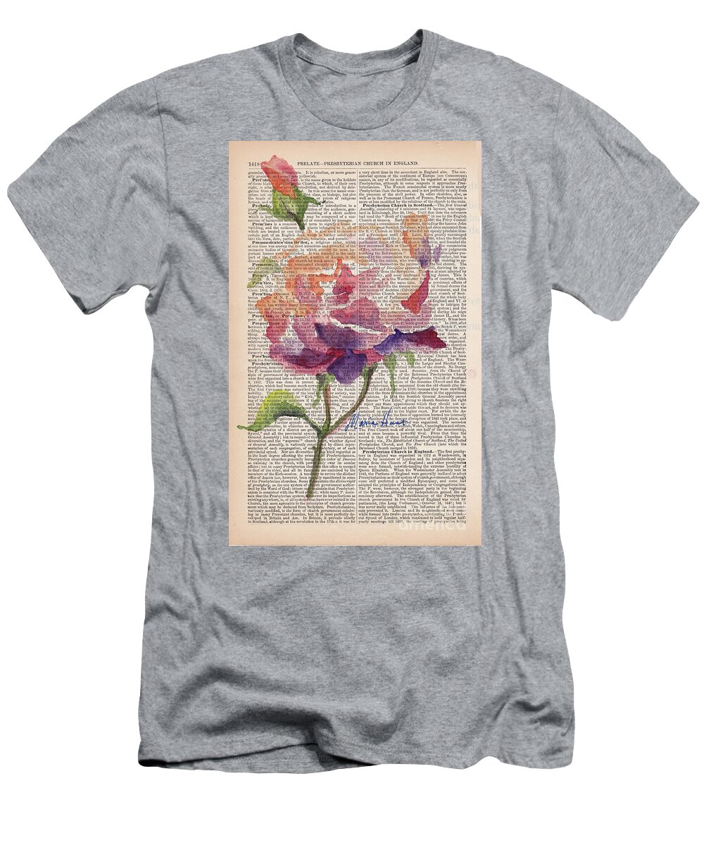 Antique Paper T-Shirt featuring the painting Antique Rose On Antique Paper by Maria Hunt