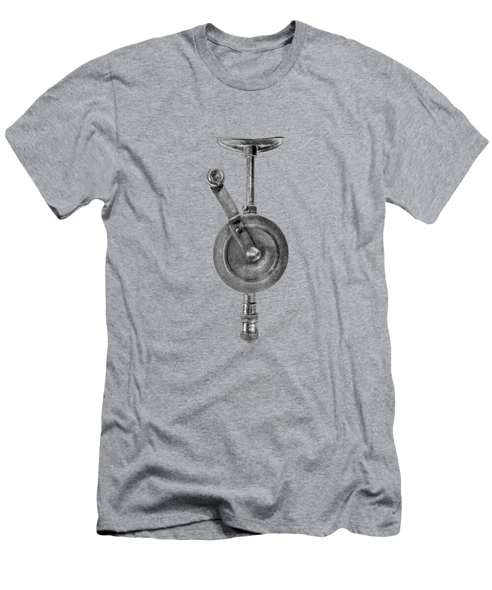 Antique T-Shirt featuring the photograph Antique Shoulder Drill Front BW by YoPedro