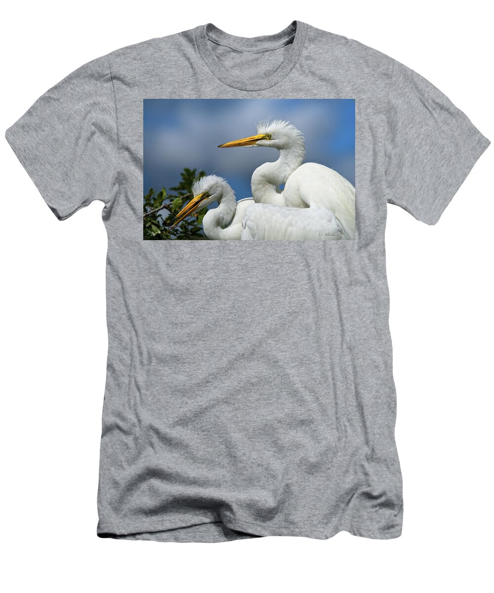 Egret T-Shirt featuring the photograph Anxiously Waiting by Christopher Holmes