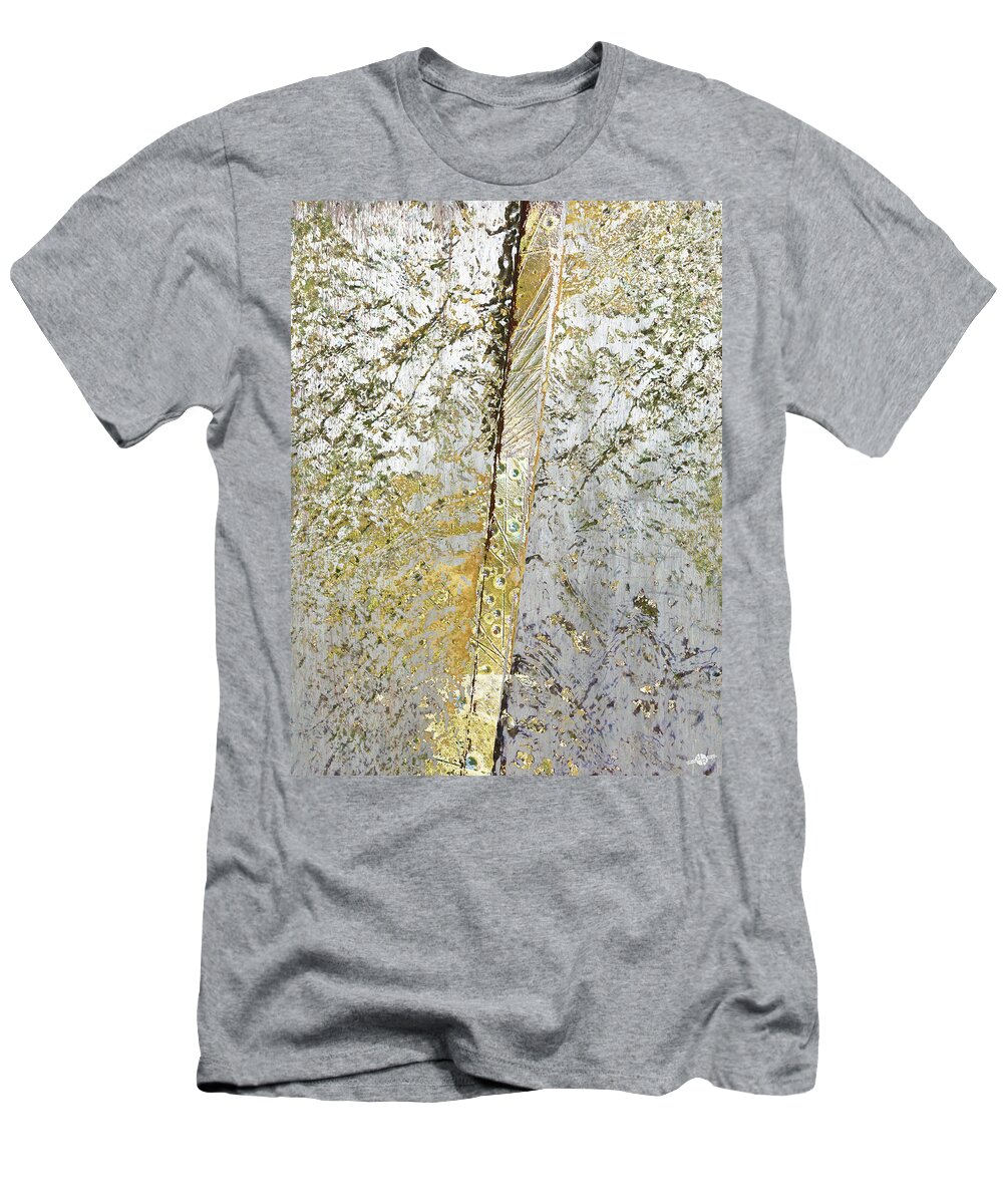 Water T-Shirt featuring the mixed media Aqua Metallic Series Gold Rush 2 by Tony Rubino