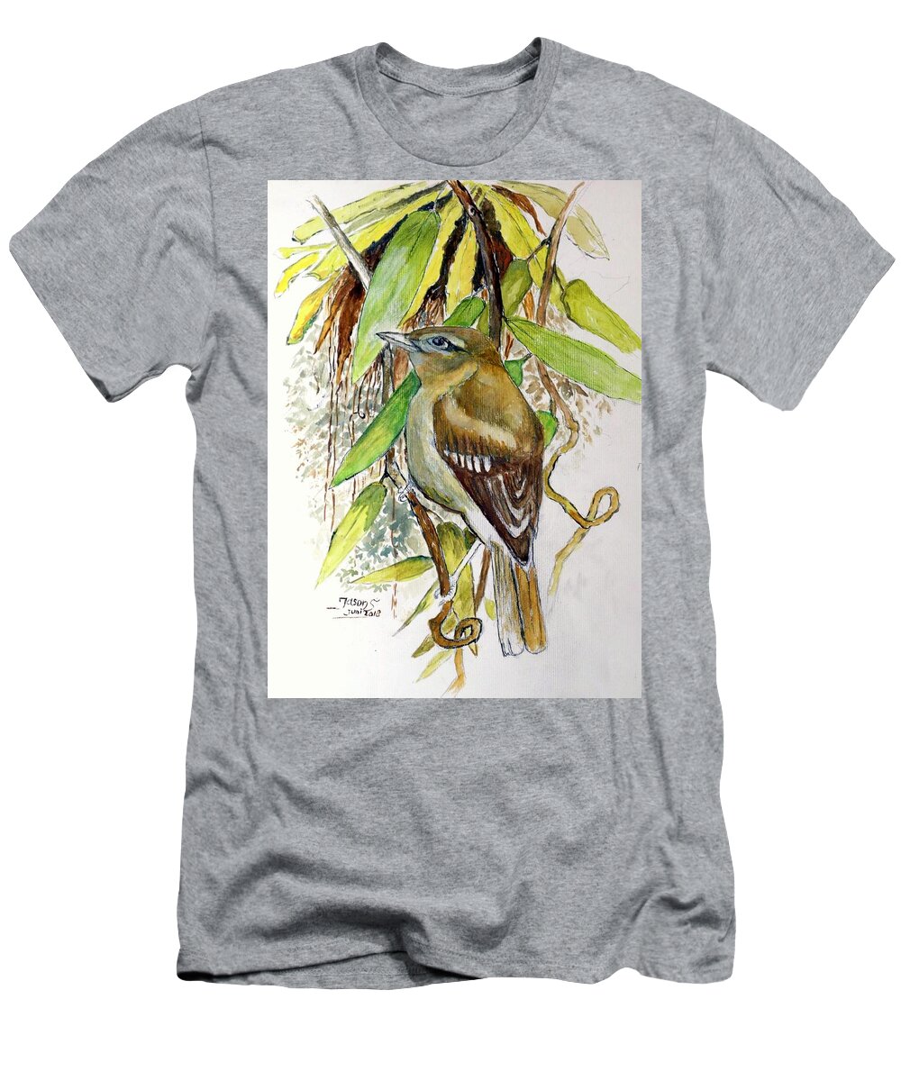 Branches Of Trees T-Shirt featuring the painting Arctic Warbler by Jason Sentuf