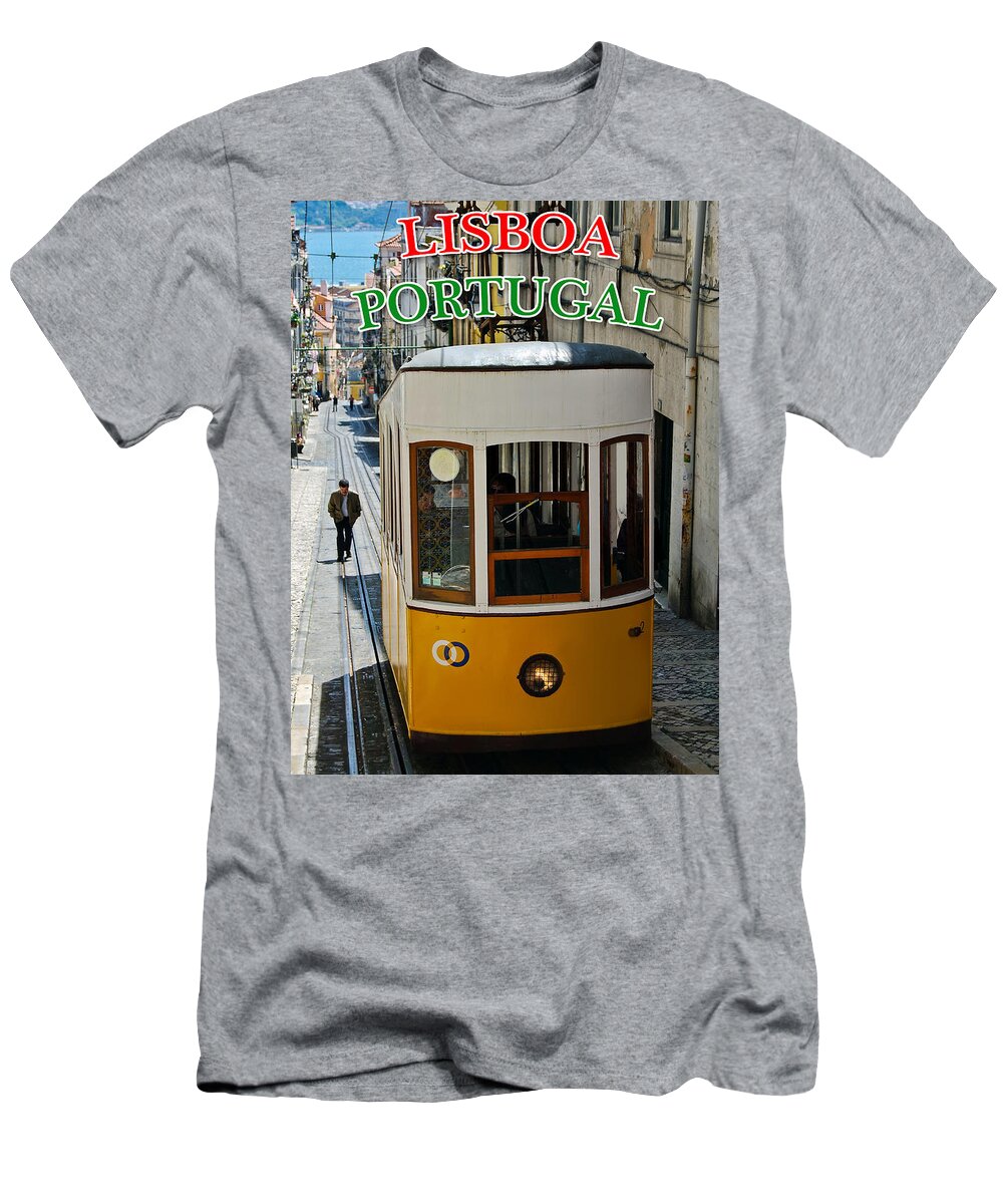 Street Car T-Shirt featuring the photograph Lisbon - Portugal - Elevador da Bica by Carlos Alkmin