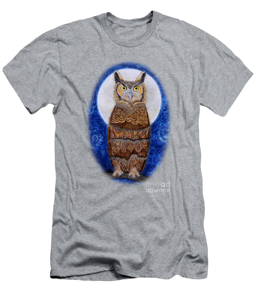 Owl Paintings T-Shirt featuring the painting Paisley Moon by Deborha Kerr