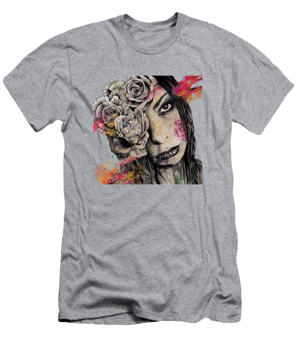 Female T-Shirt featuring the drawing Of Suffering by Marco Paludet