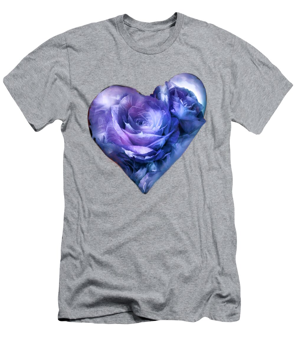 Heart Of A Rose - Lavender Blue T-Shirt featuring the mixed media Heart Of A Rose - Lavender Blue by Carol Cavalaris