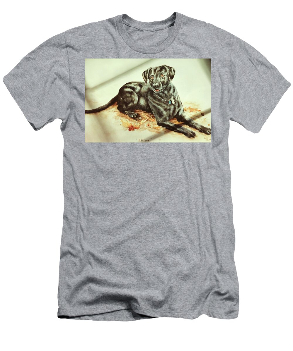 Black Lab T-Shirt featuring the painting Atticus by ML McCormick