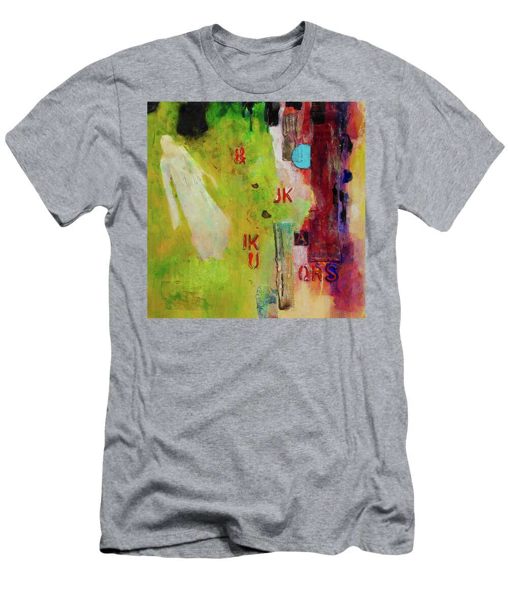 Abstract T-Shirt featuring the painting Aunties visit by Carole Johnson