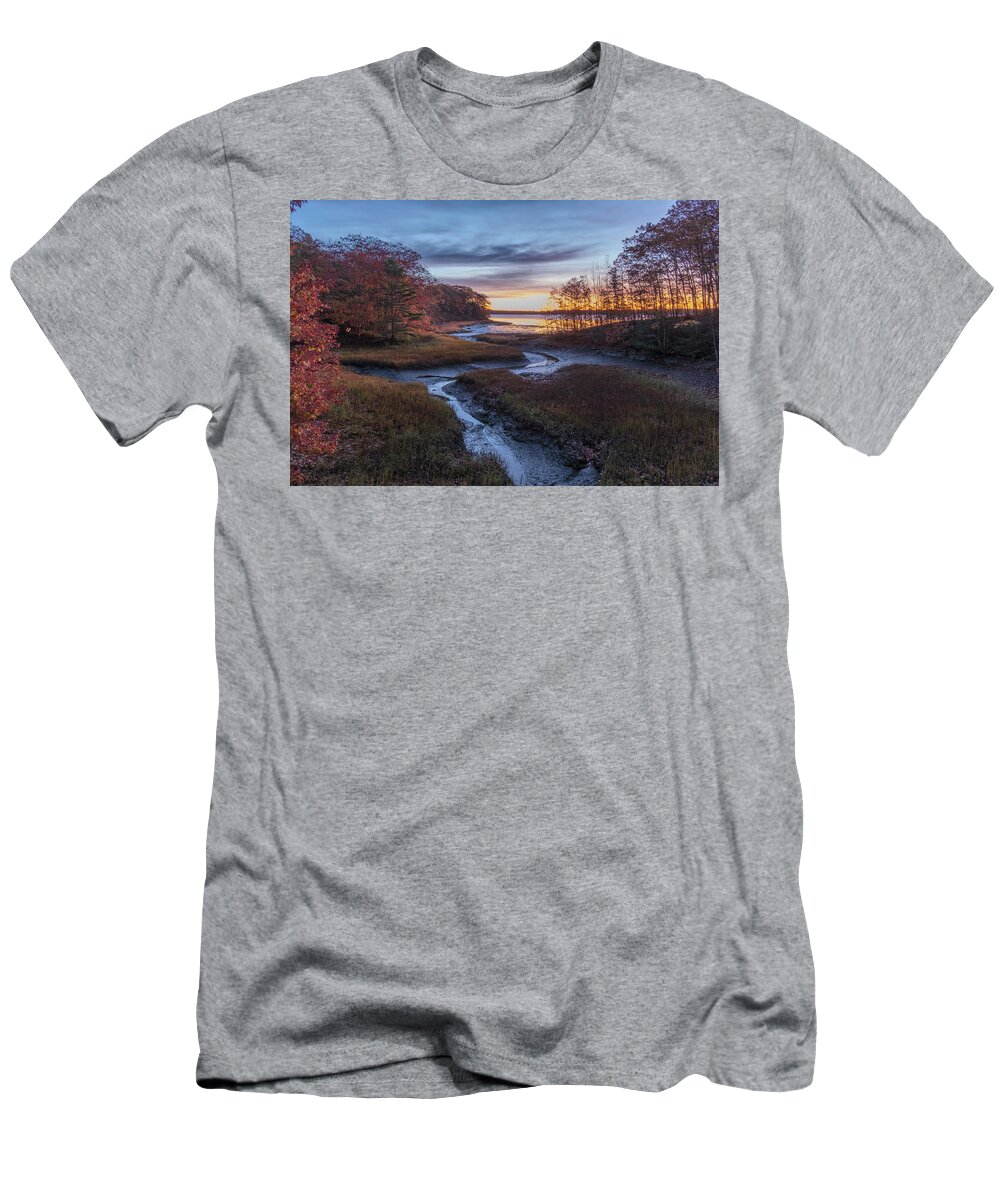 Maine Lobster Boats T-Shirt featuring the photograph Autumn Inlet by Tom Singleton