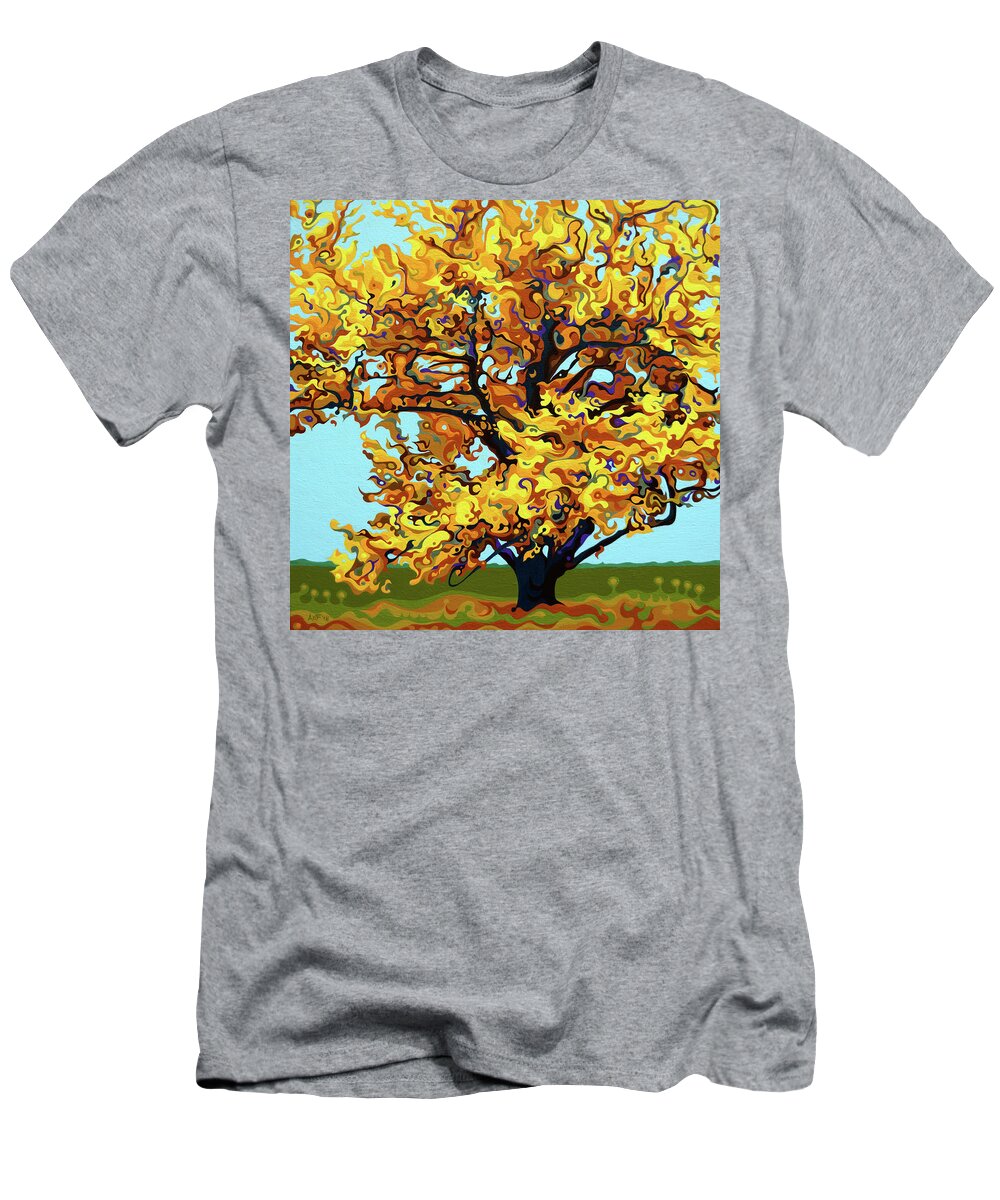 Autumn T-Shirt featuring the painting Autumnal Yellow Treet by Amy Ferrari