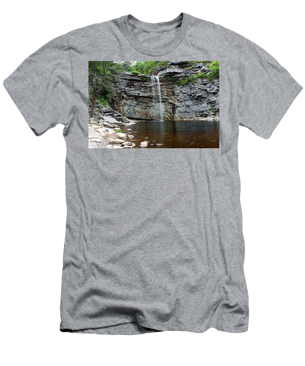 Waterfall T-Shirt featuring the photograph Awosting Falls in Spring #2 by Jeff Severson