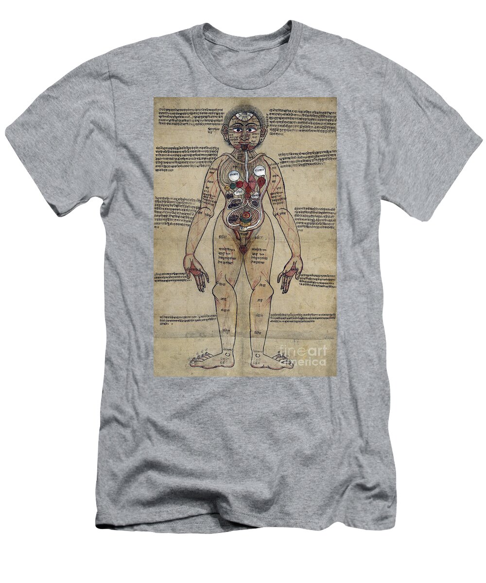 Science T-Shirt featuring the photograph Ayurvedic Man, 18th Century by Wellcome Images
