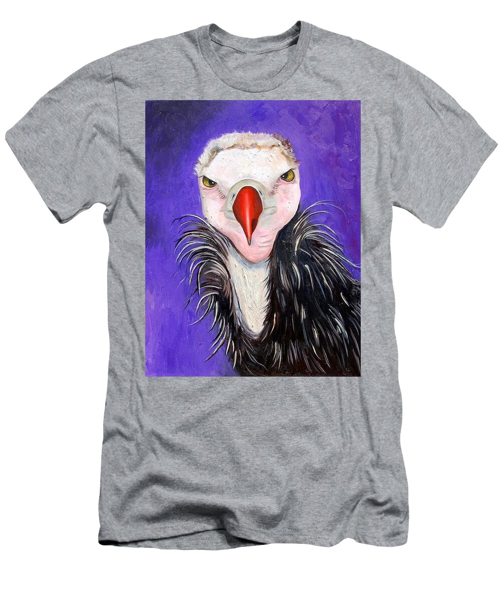 Vulture T-Shirt featuring the painting Baby vulture by Leah Saulnier The Painting Maniac