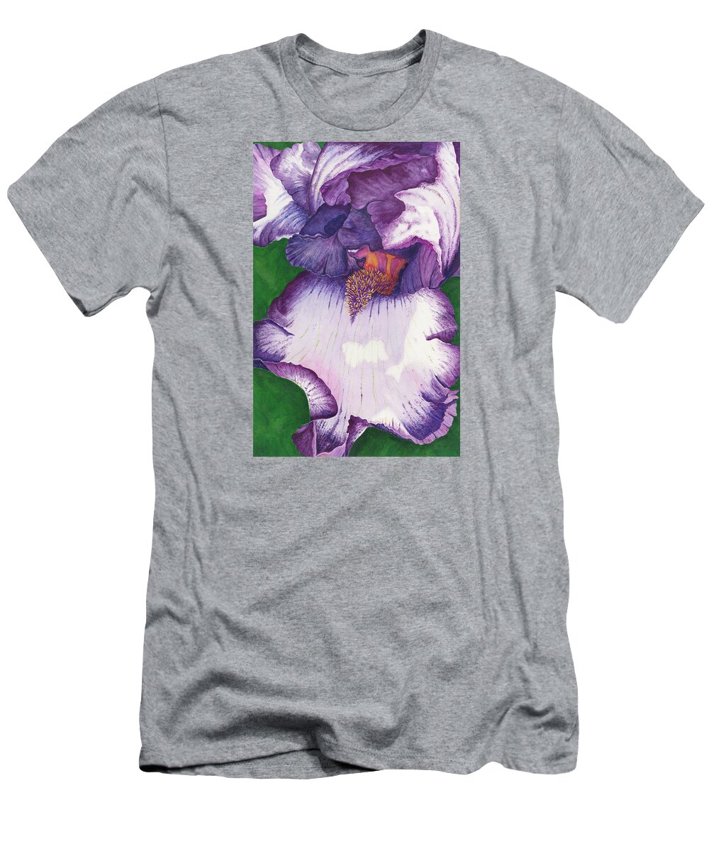 Iris T-Shirt featuring the painting Backyard Beauty by Lori Taylor