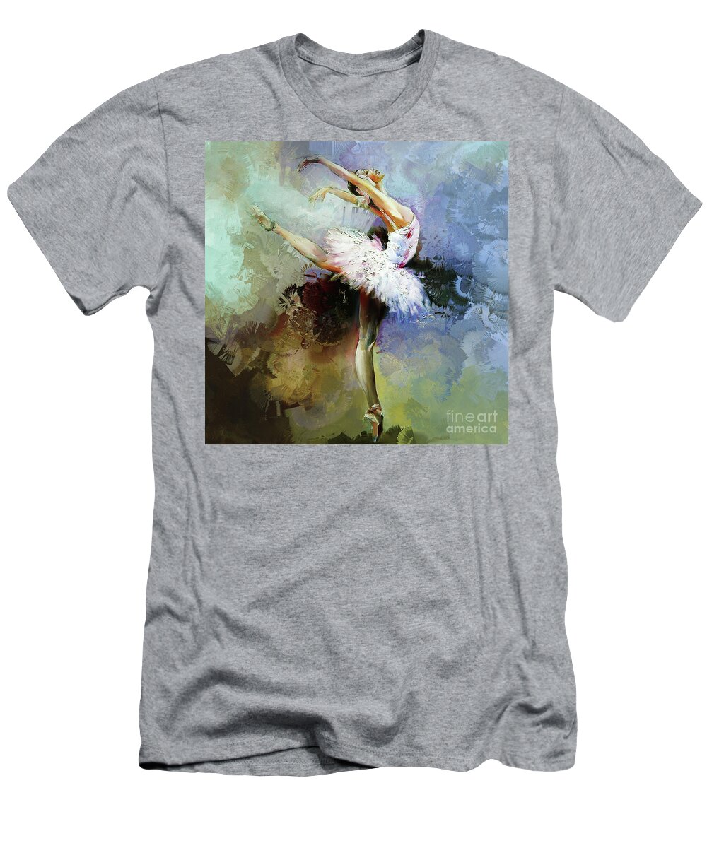 Swan Lake T-Shirt featuring the painting Ballerina 04901 by Gull G