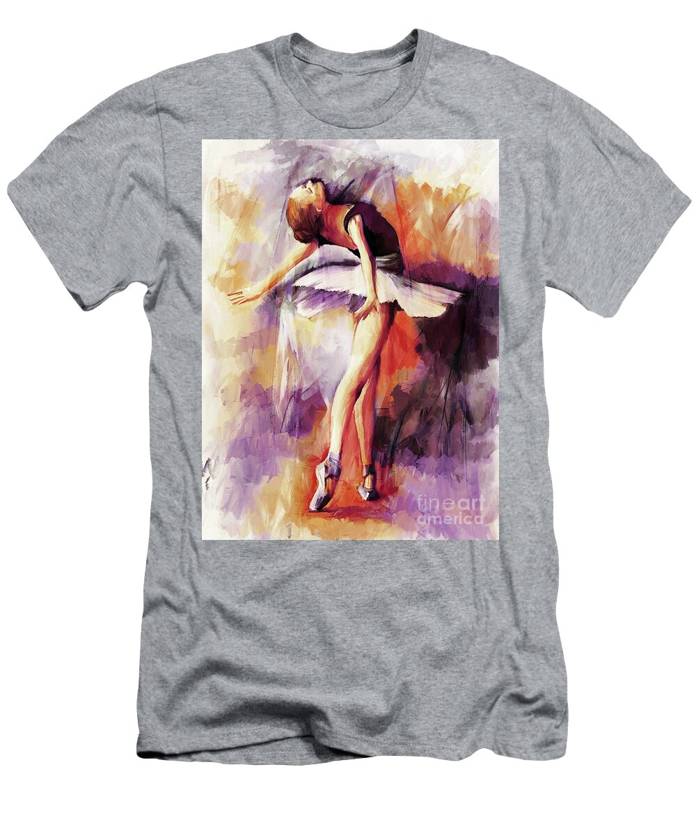 Ballerina T-Shirt featuring the painting Ballerina Woman 77201 by Gull G