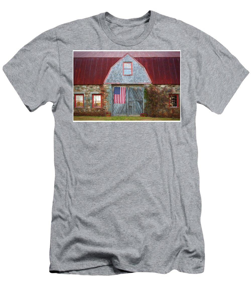 American Flag T-Shirt featuring the photograph Bar Harbor Barn by Peggy Dietz