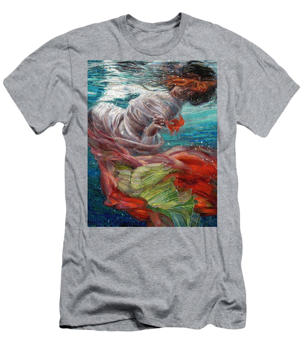 Mermaid T-Shirt featuring the painting Batyam by Mia Tavonatti