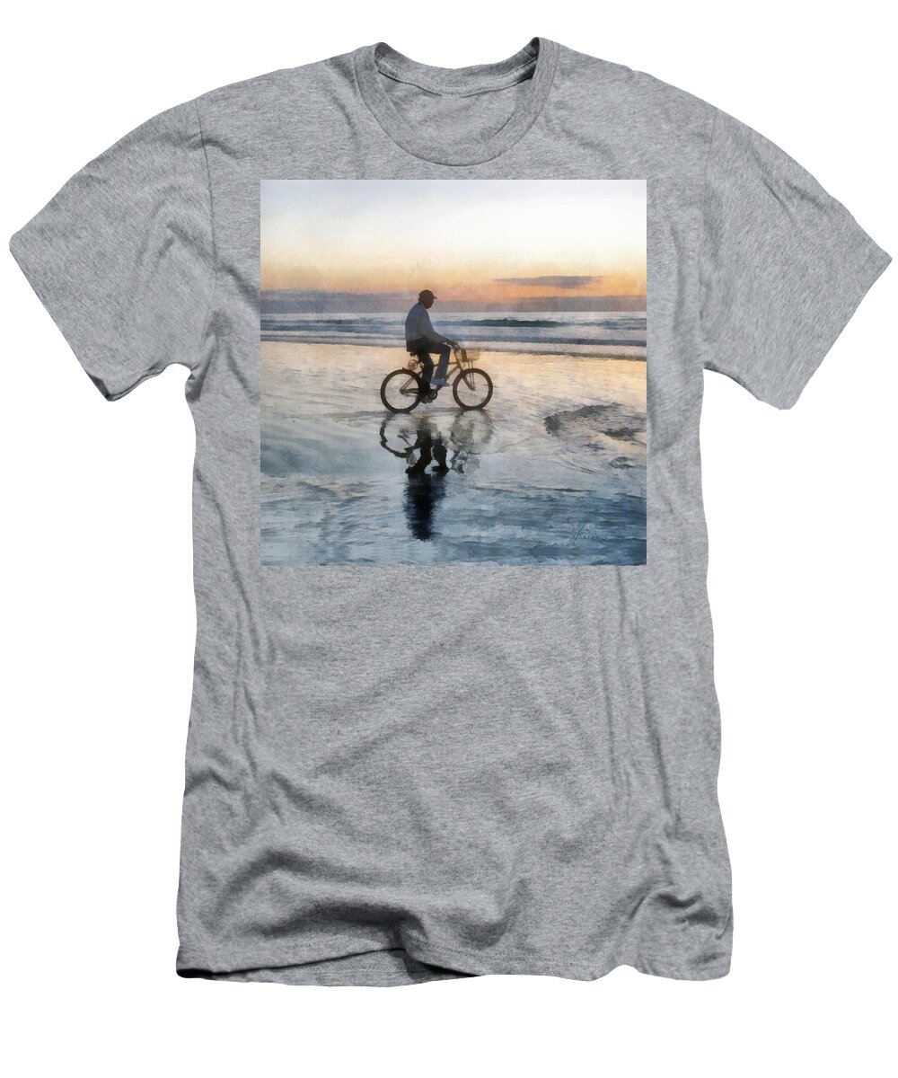 Beach T-Shirt featuring the digital art Beach Biker by Frances Miller