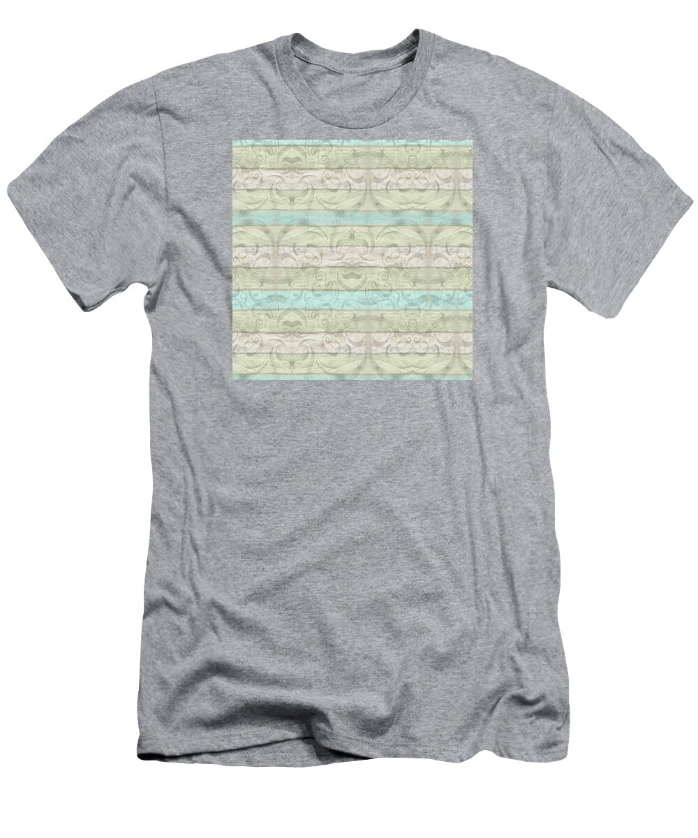 Watercolor T-Shirt featuring the painting Beach Driftwood Wood Swirl Striped Pattern by Audrey Jeanne Roberts