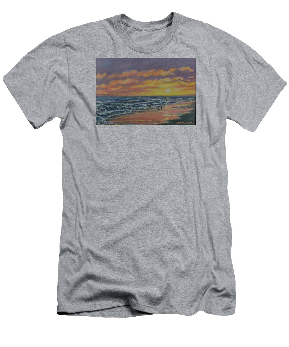 Beach T-Shirt featuring the painting Beach Glow by Kathleen McDermott