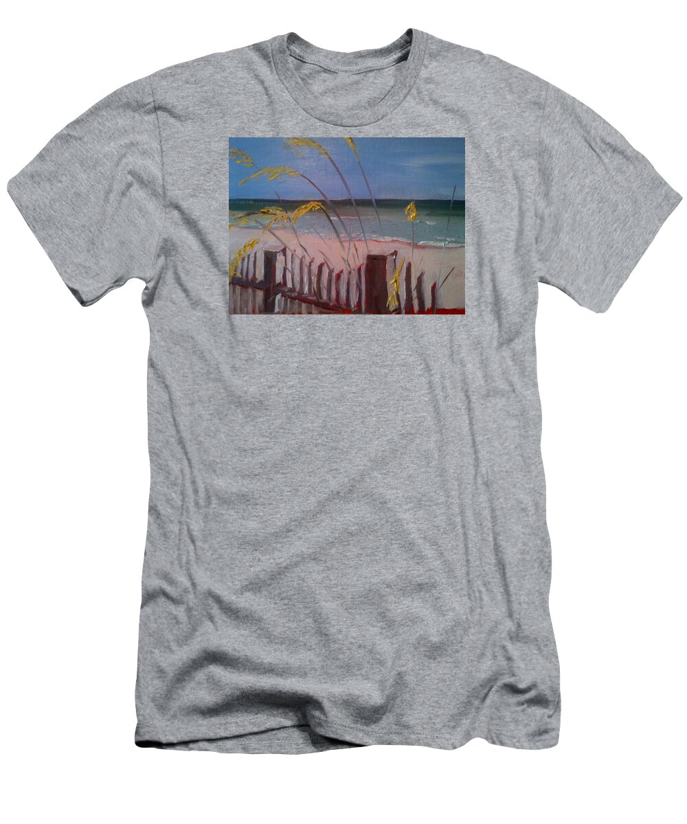 Beach T-Shirt featuring the painting Beach by Sheila Romard