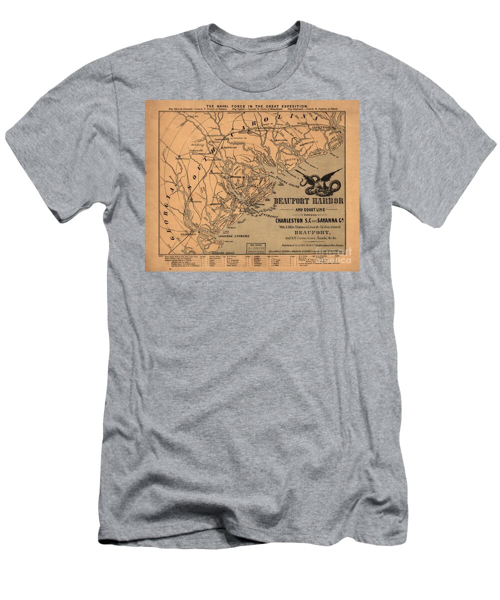 Map T-Shirt featuring the photograph Beaufort Harbor by Dale Powell