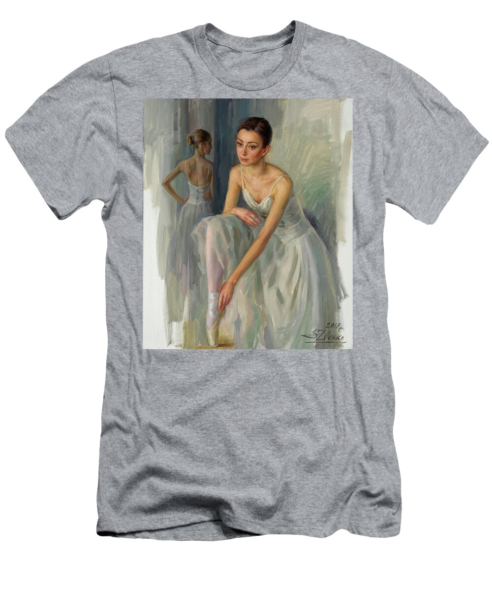 Ballet T-Shirt featuring the painting Before a Rehearsal by Serguei Zlenko